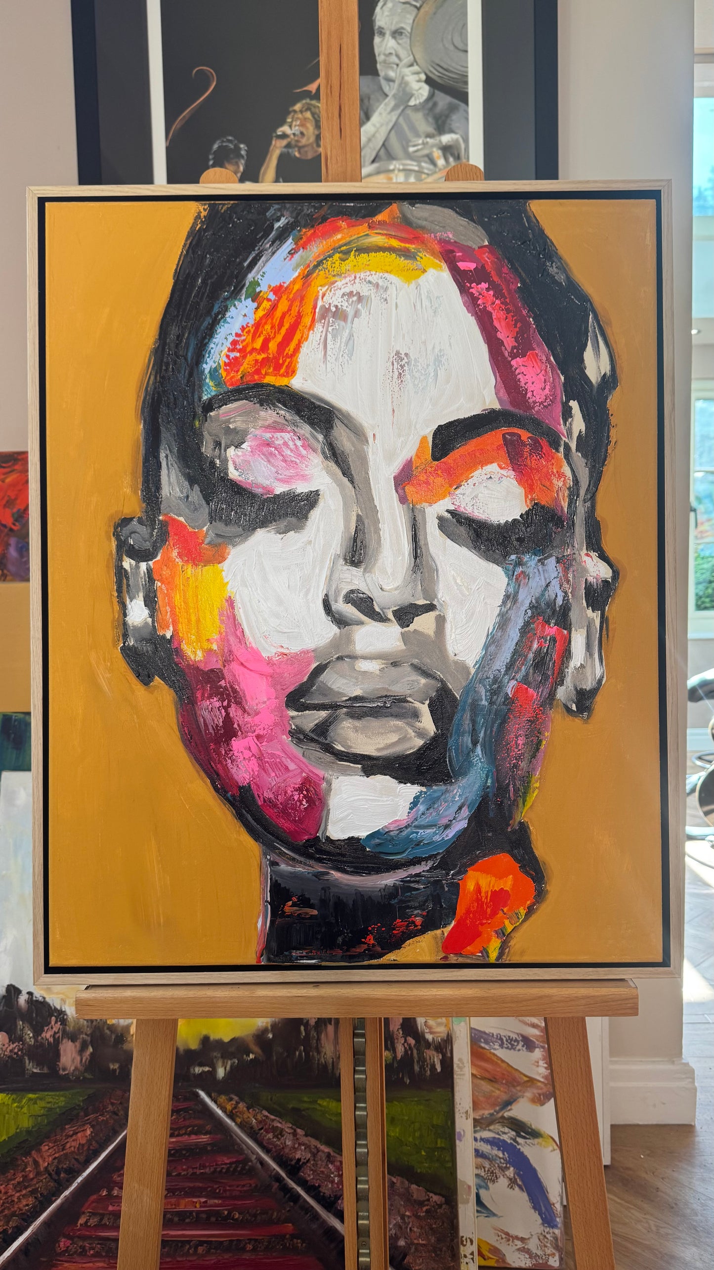 Framed in solid oak frame Original Abstract Oil Painting On Canvas 75x60cm ‘The strong woman’ Oka portrait