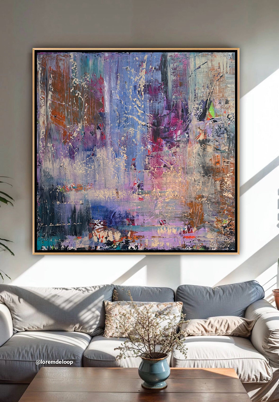 Contemporary Style Abstract Original Oil Painting on 90x90cm Canvas Palimpsest