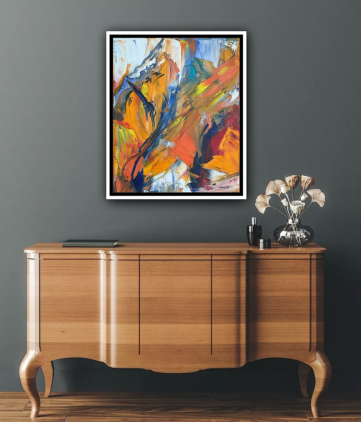 Framed Oka Contemporary Abstract Original Oil Painting serenade of seasons floral