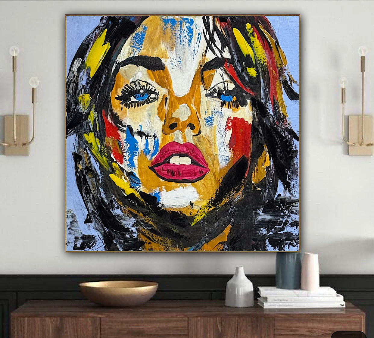 Richter Style Abstract Original Oil Painting On 60 x 60cm canvas Woman portrait Love