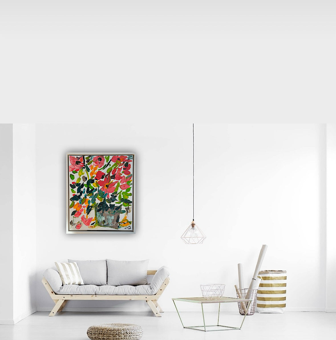 Framed Original Abstract contemporary Oil Painting On Canvas 45x40cm Floral dream textured Oka