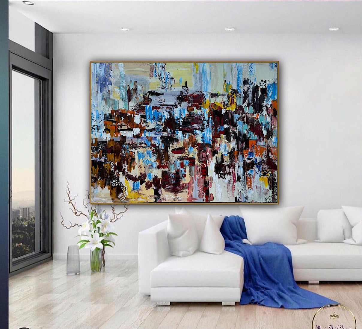 Framed Richter Original modern Abstract Oil Painting in 120x90cmCanvas Cityscape Love