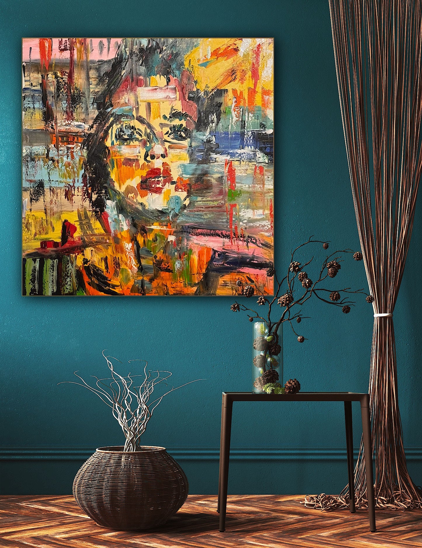 Contemporary Abstract Original Oil Painting On Canvas 80x80cm Graffiti Art Woman’s portrait