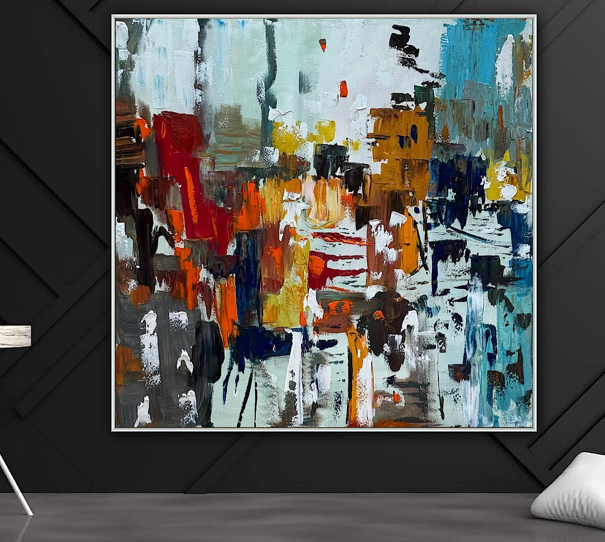 Oka Contemporary Abstract Original Oil Painting 100x100cm canvas Cityscape abstract