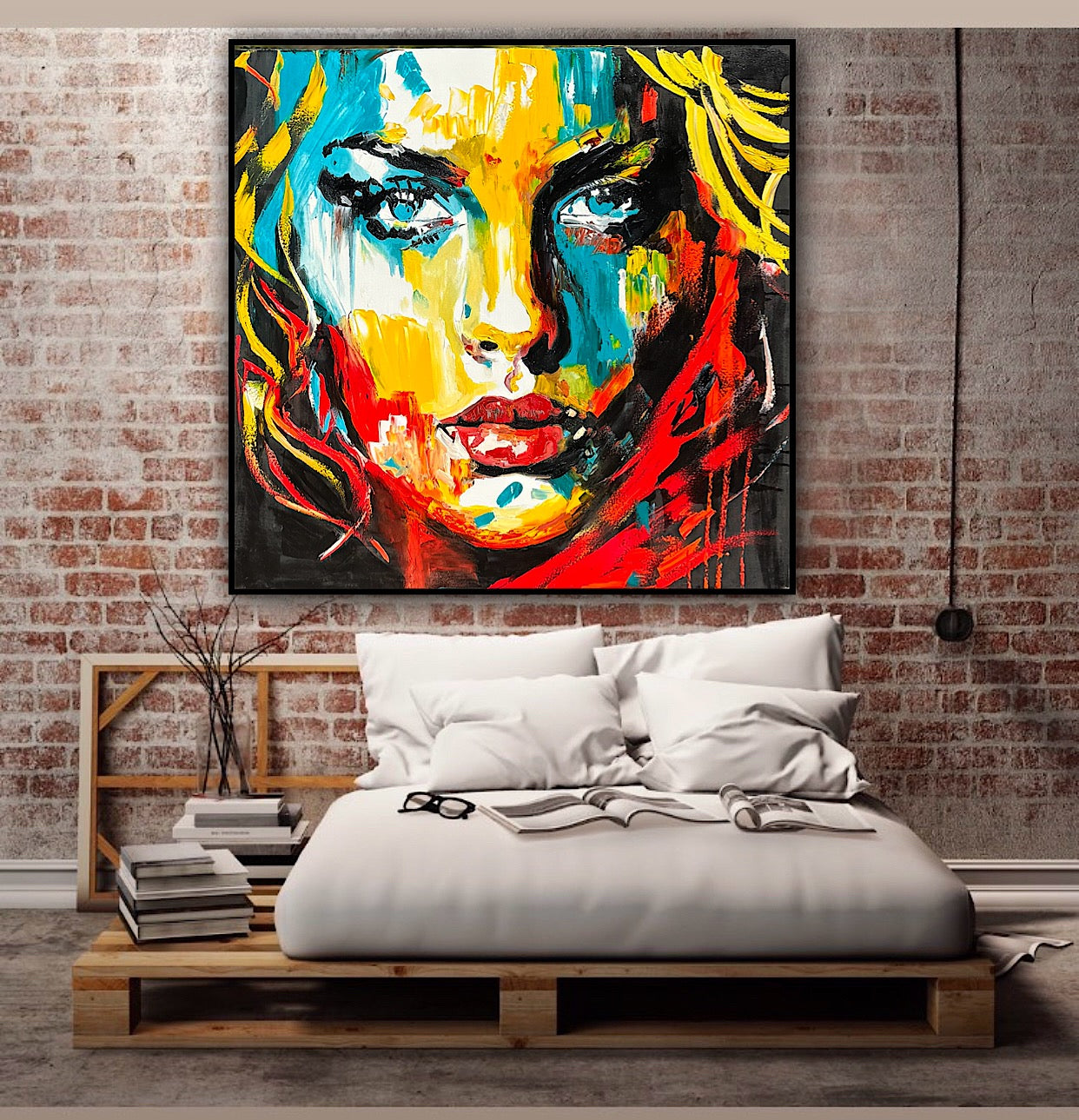 Richter Style Abstract Original Oil Painting On 100 x 100cm canvas Beauty Queen woman portrait
