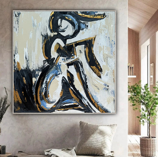 Oka Contemporary Abstract Original Oil Painting 60 x 60cm textured Nude reflections