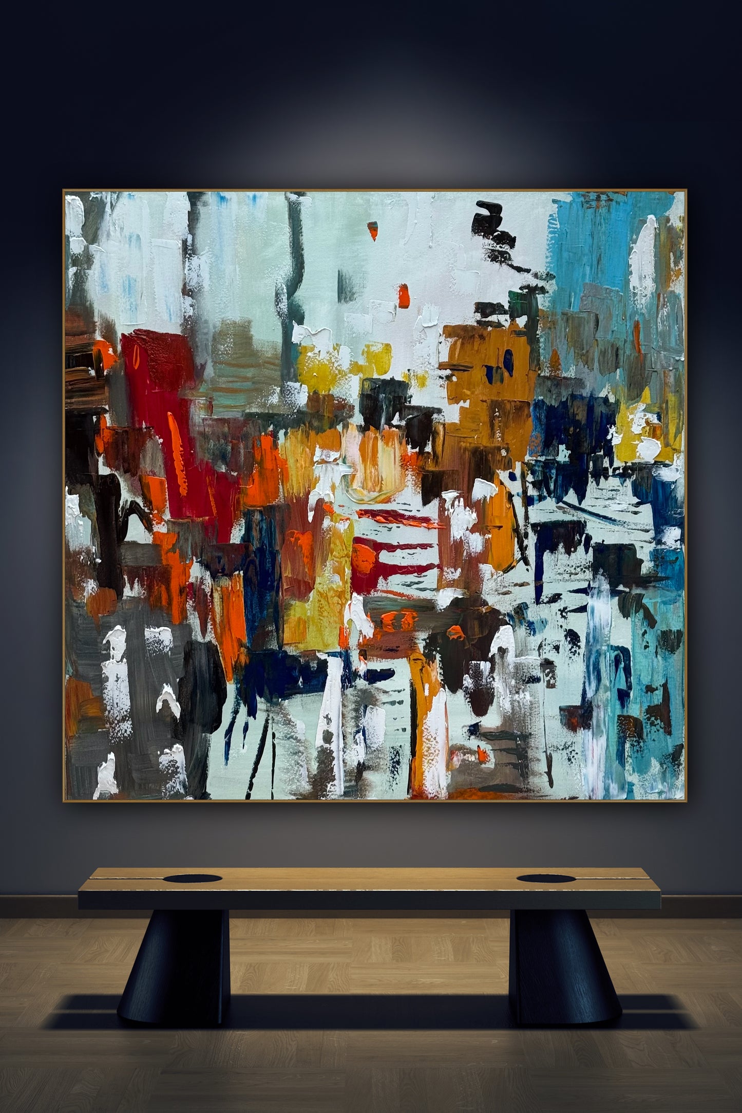 Oka Contemporary Abstract Original Oil Painting 100x100cm canvas Cityscape abstract