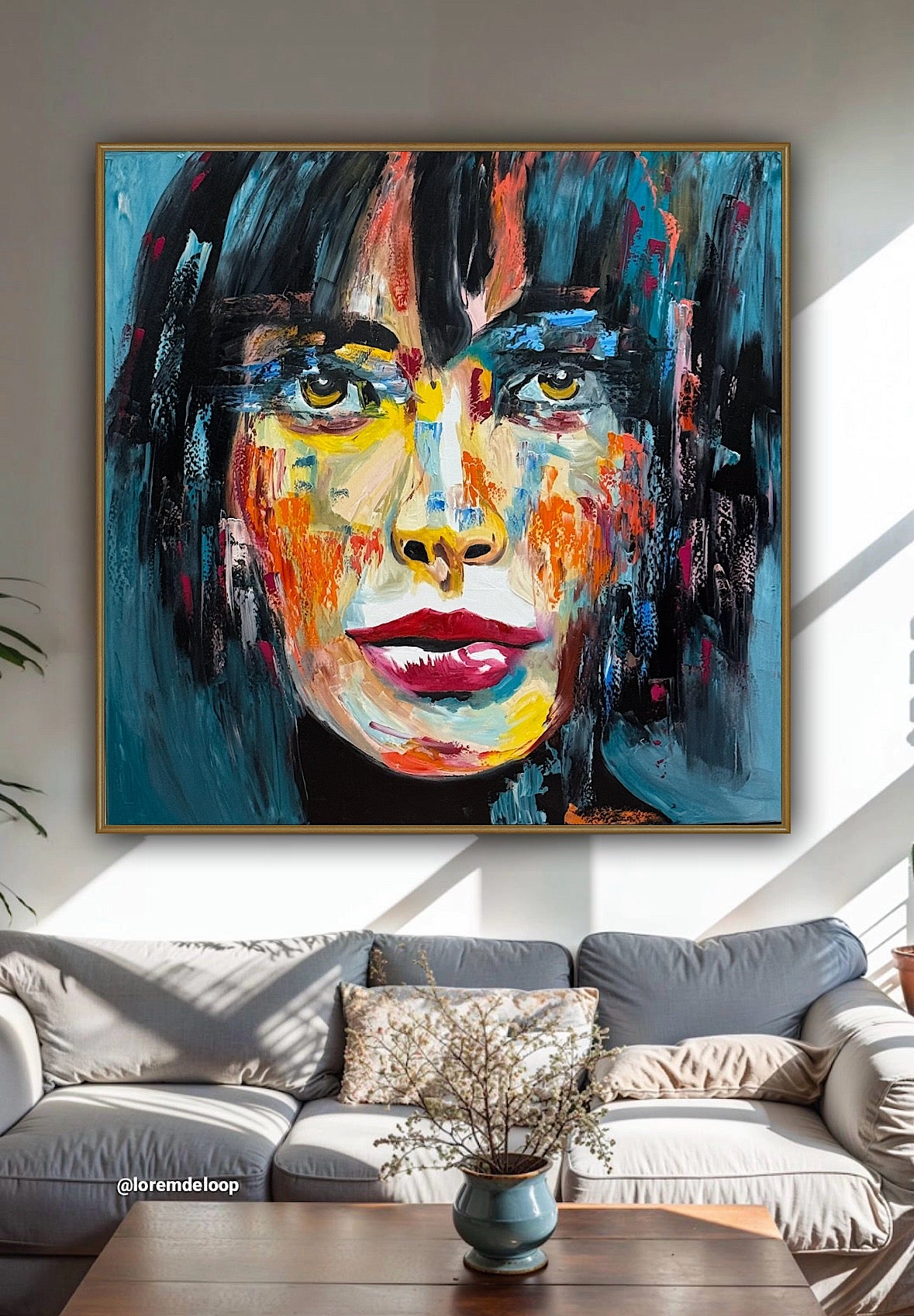 Richter Style Abstract Original Oil Painting On 100 x 100cm canvas Beauty Shades of Tranquility portrait