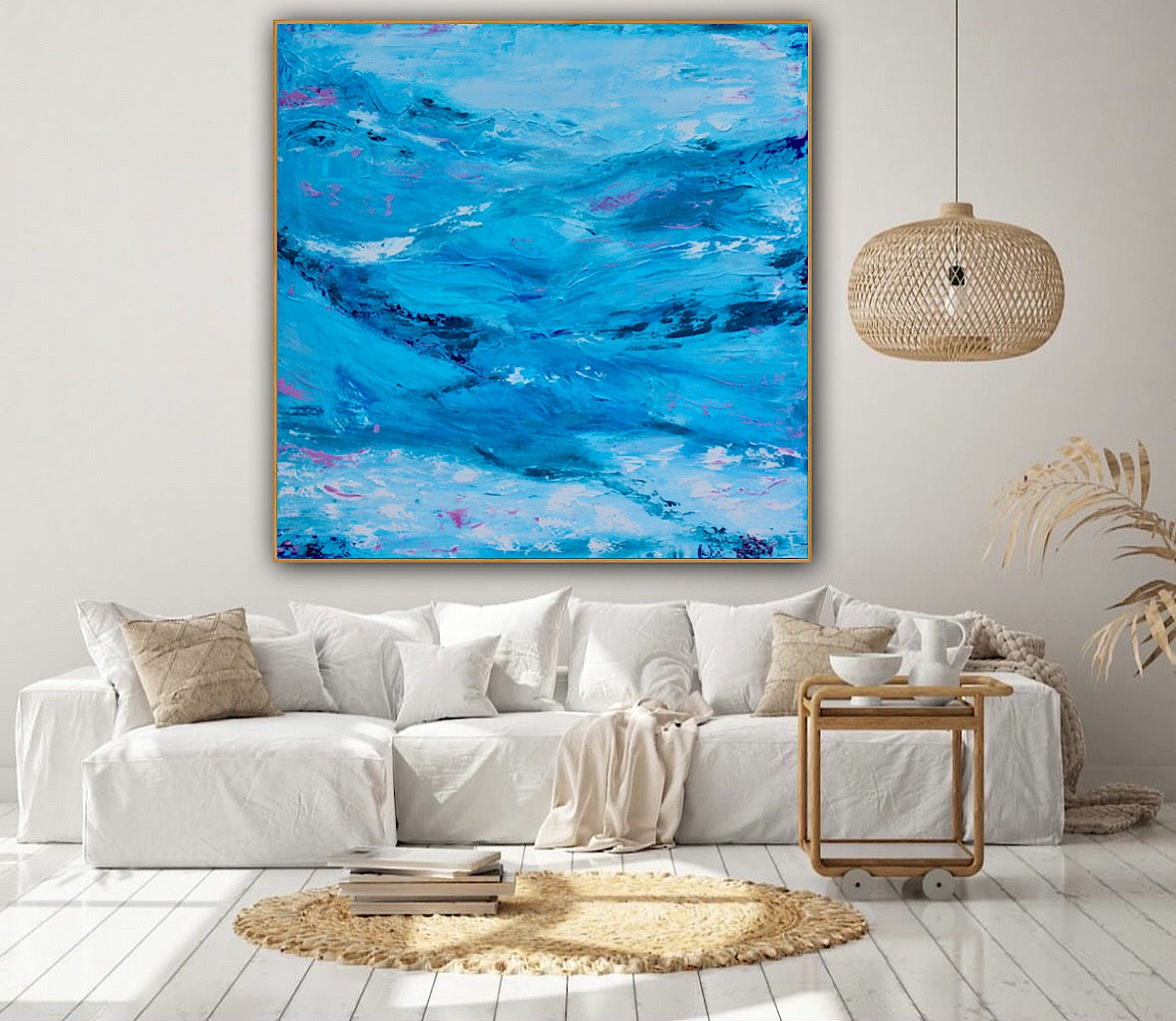 Richter StyLe Original abstract Large Oil Painting On Canvas 90x90cm Ocean time textured