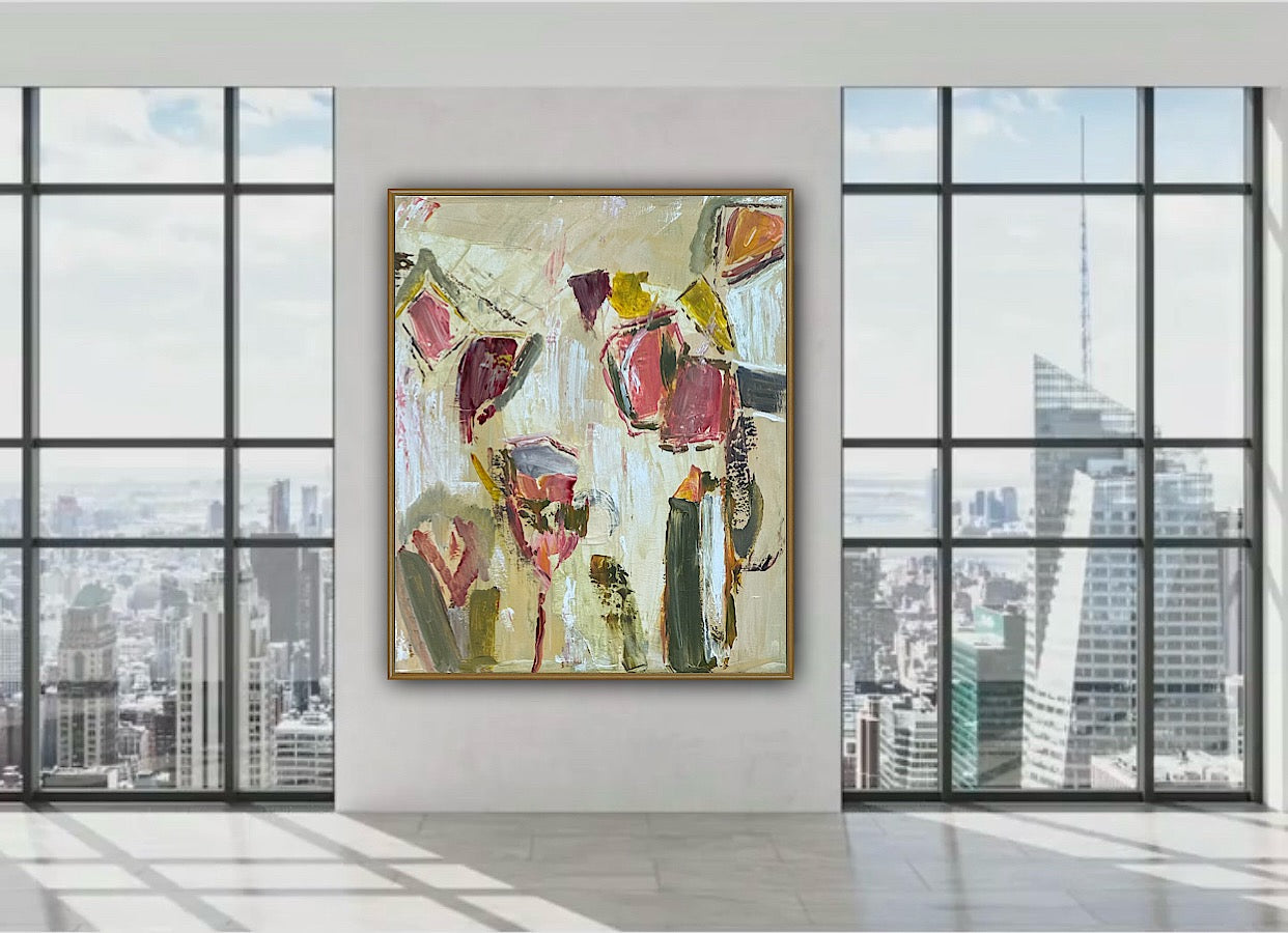 Oka Style Abstract contemporary Oil Painting On Canvas 50 x 60cm Orcia flower