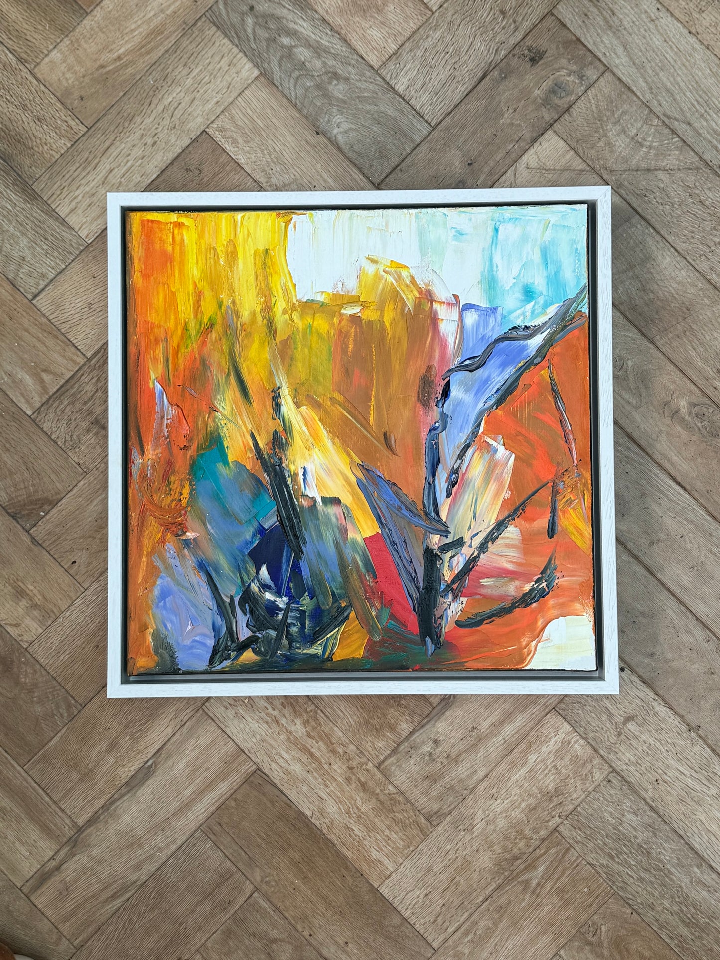 Framed Oka Contemporary Abstract Original Oil Painting serenade of seasons II floral
