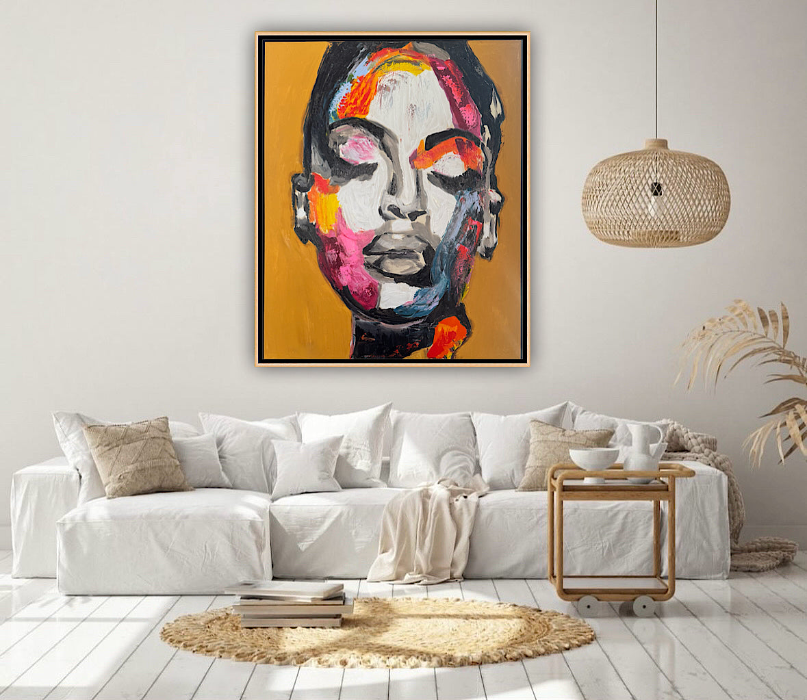 Framed in solid oak frame Original Abstract Oil Painting On Canvas 75x60cm ‘The strong woman’ Oka portrait