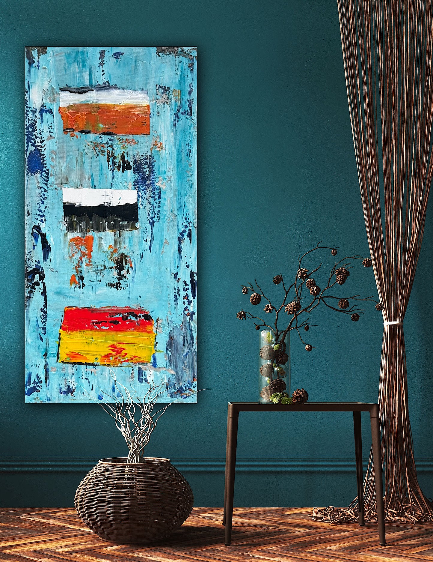 Oka Contemporary Abstract Original Oil Painting 30cm x 60cm textured Essenes of Strength