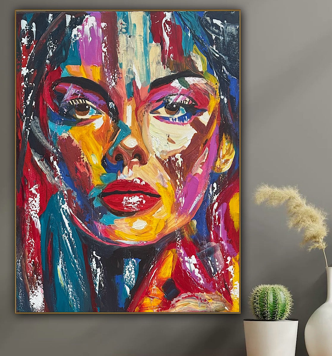Contemporary Abstract Original Oil Painting On Canvas 80x60cm Poser Within Woman’s portrait