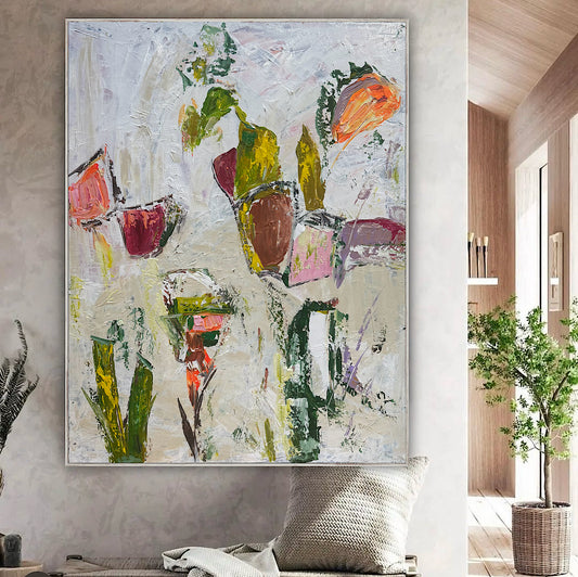Oka Style Abstract contemporary Oil Painting On Canvas 80 x 100cm Orcia flowers