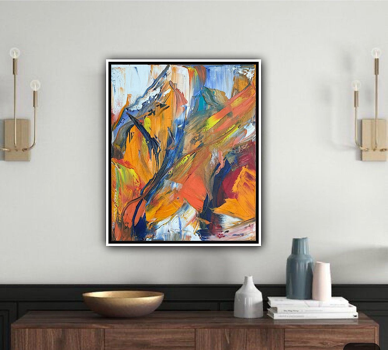 Framed Oka Contemporary Abstract Original Oil Painting serenade of seasons floral