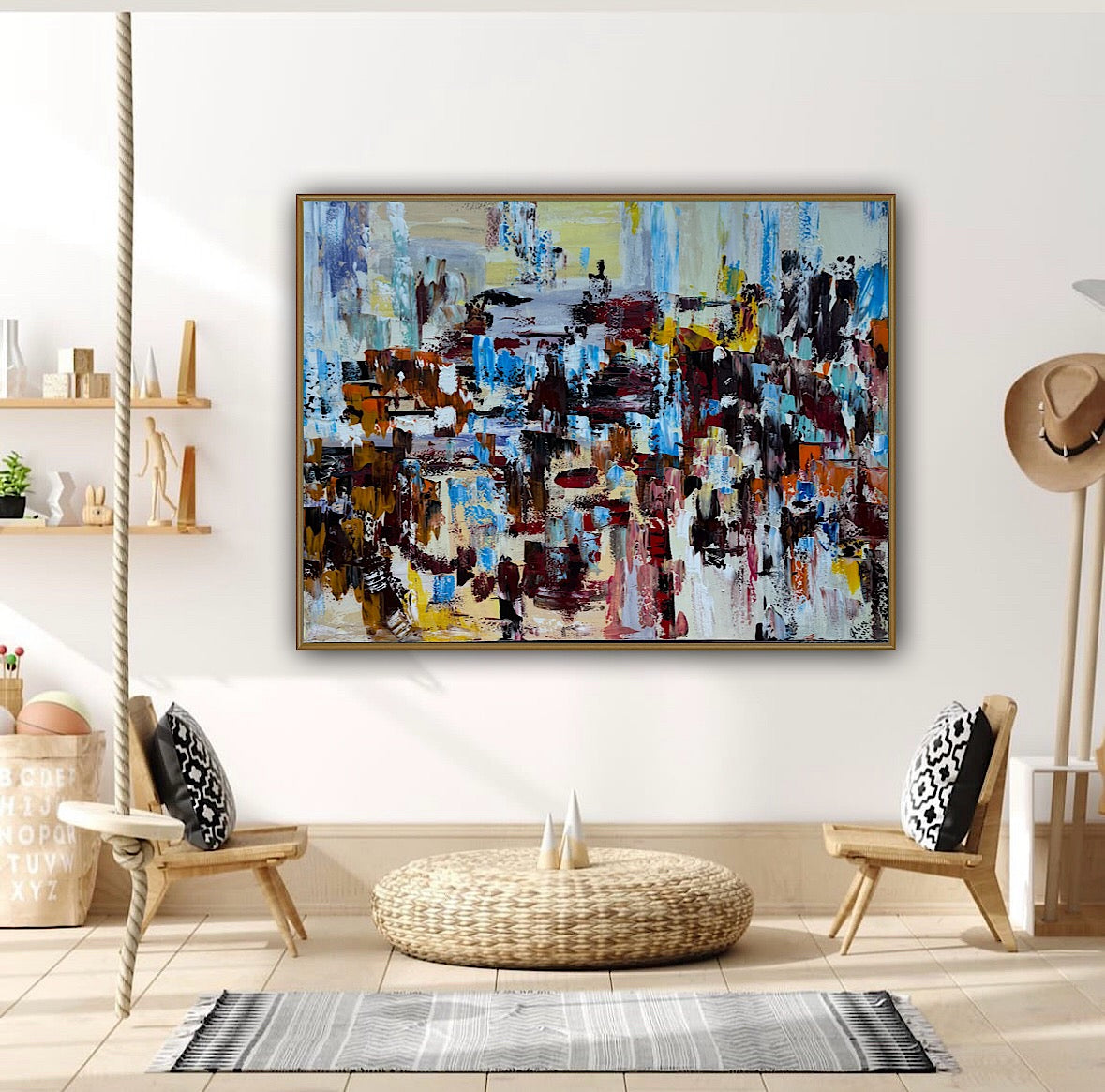Framed Richter Original modern Abstract Oil Painting in 120x90cmCanvas Cityscape Love