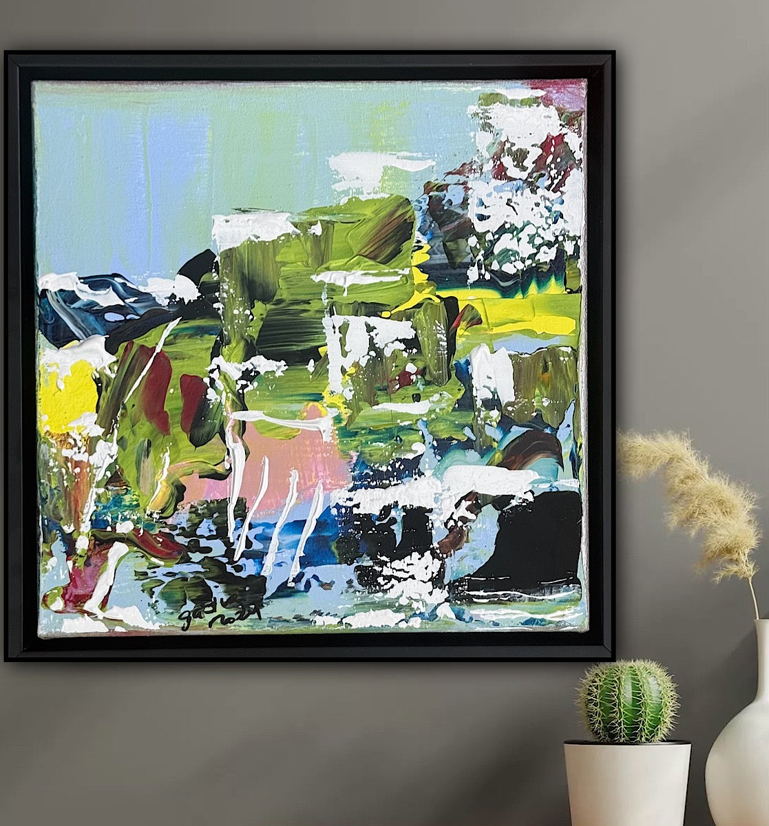 Framed Original Contemporary Abstract Oil Painting On Canvas 24 x 24cm ‘Rome’
