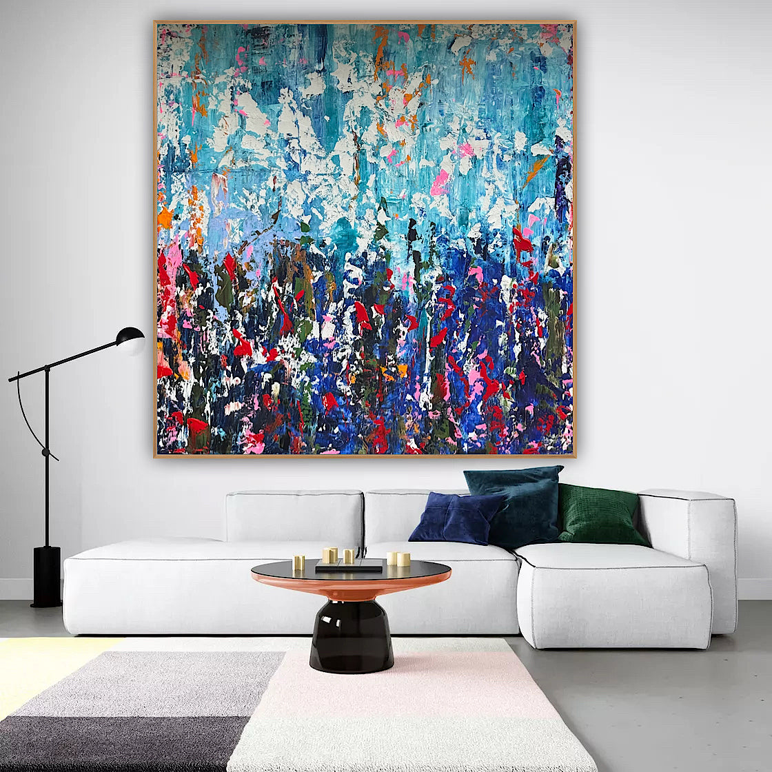 Large Abstract Original Oil Painting On 100 x100cm canvas textured Oka Wild reflections