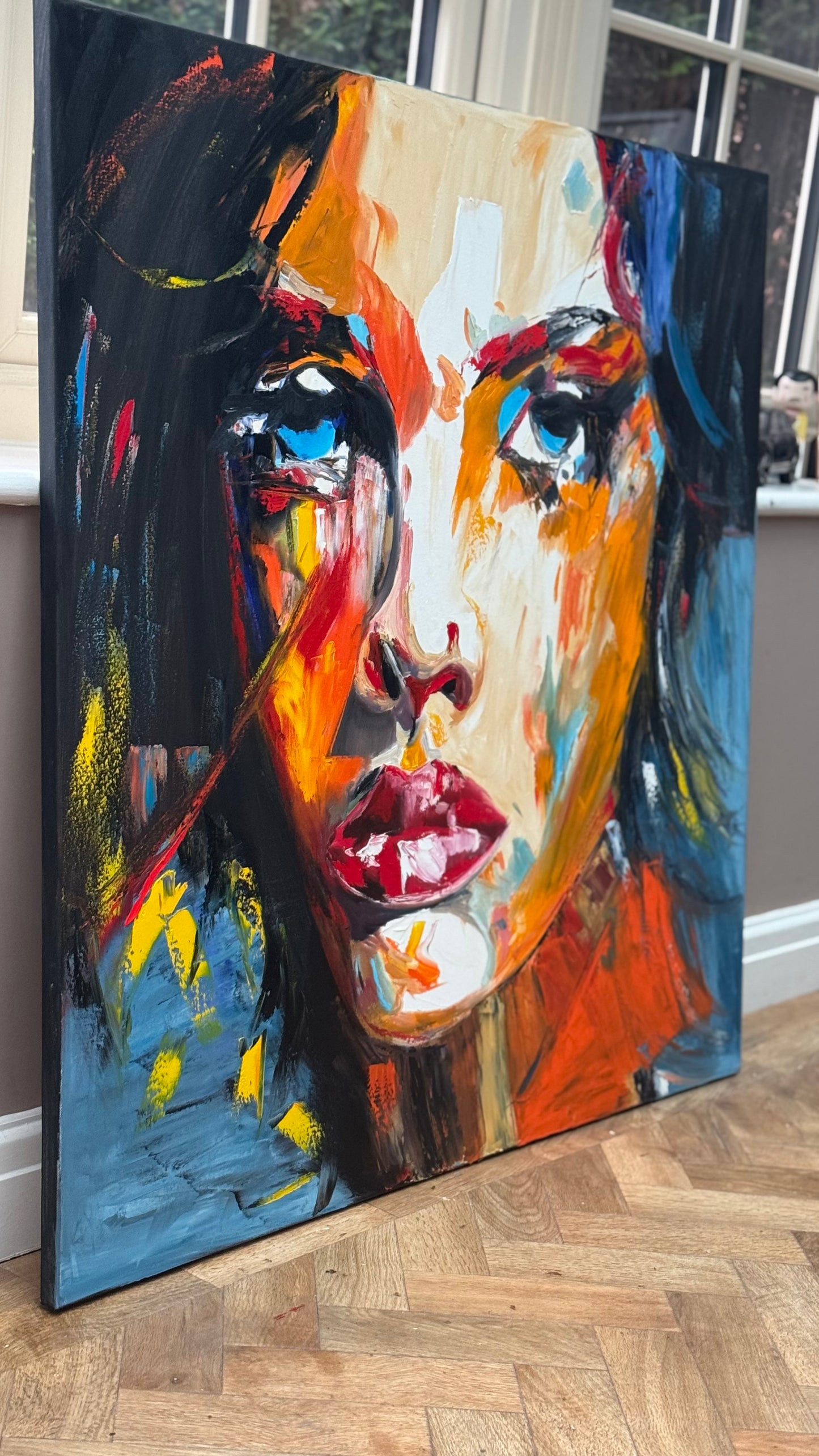 Richter Style Abstract Original Oil Painting On 100 x 100cm canvas Serenity in her eyes portrait