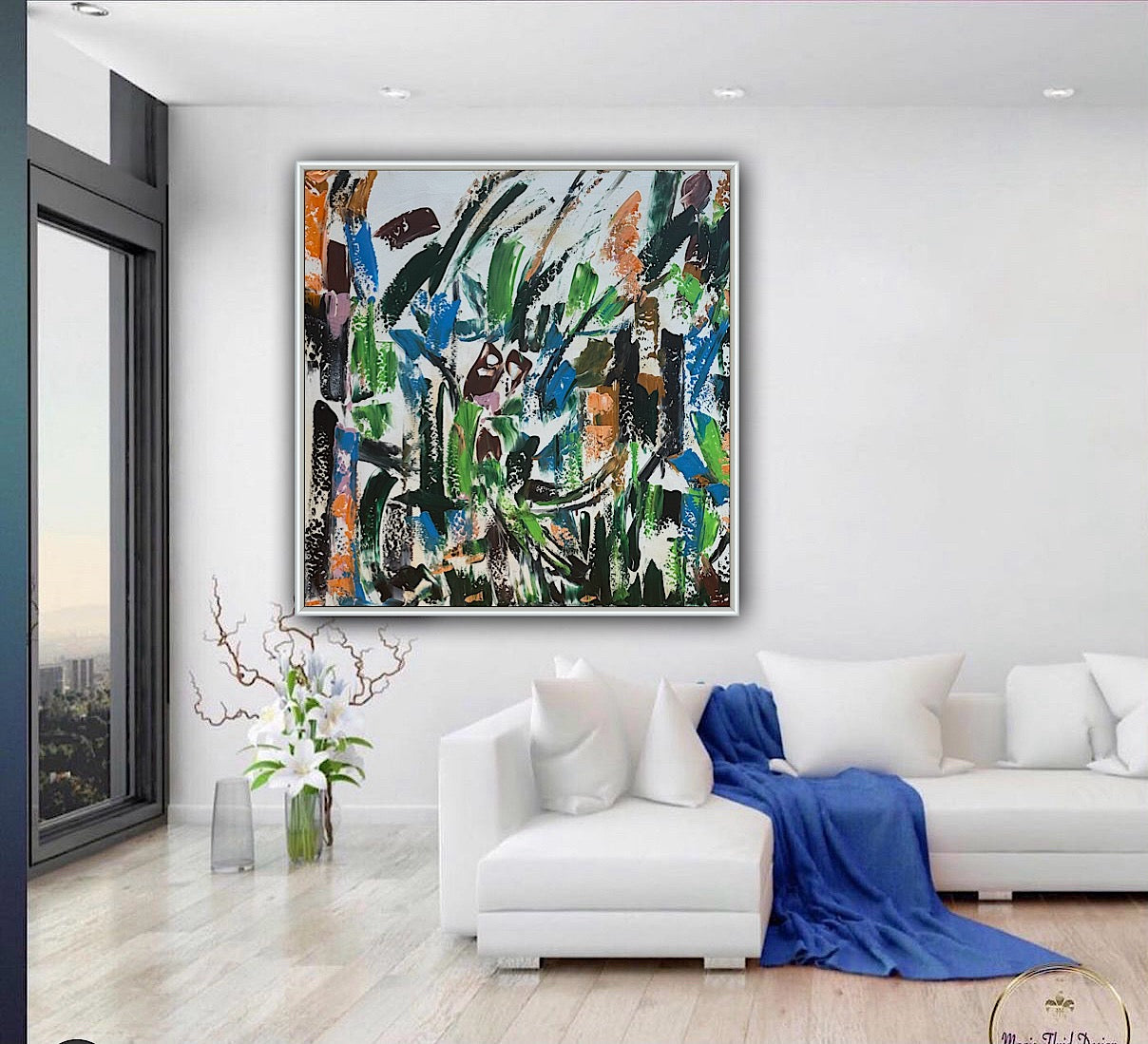 Oka Contemporary Abstract Original Oil Painting 80x80cm Whispers Of The Wind floral
