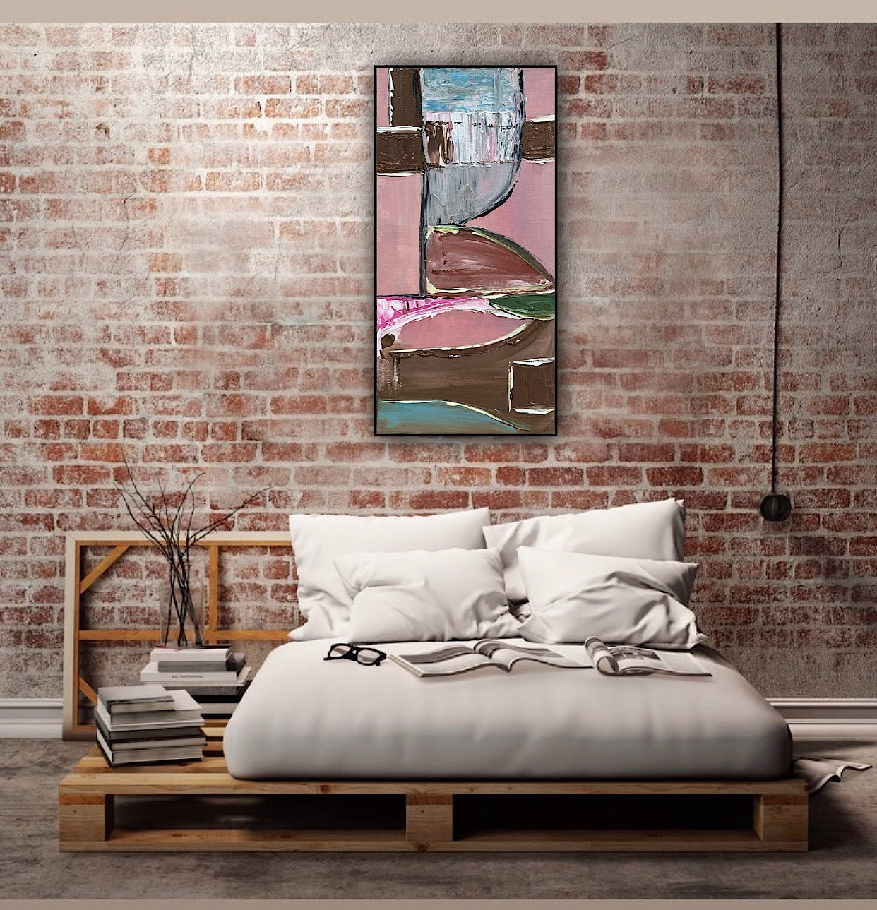 Oka Contemporary Abstract Original Oil Painting 30cm x 60cm textured Harmonic Layer