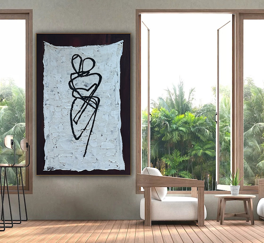 Oka Design Contemporary Abstract Original Oil Painting On 90 x 60cm Canvas Lovers nude on unber background