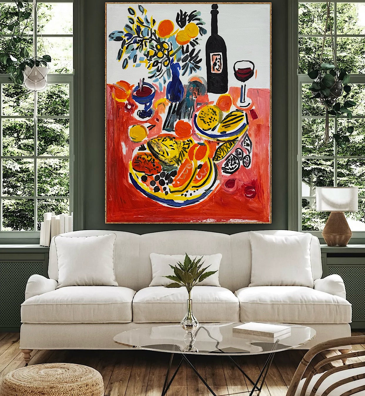 Renour Abstract Original Oil Painting On 80x60cm canvas Wine and Fruit