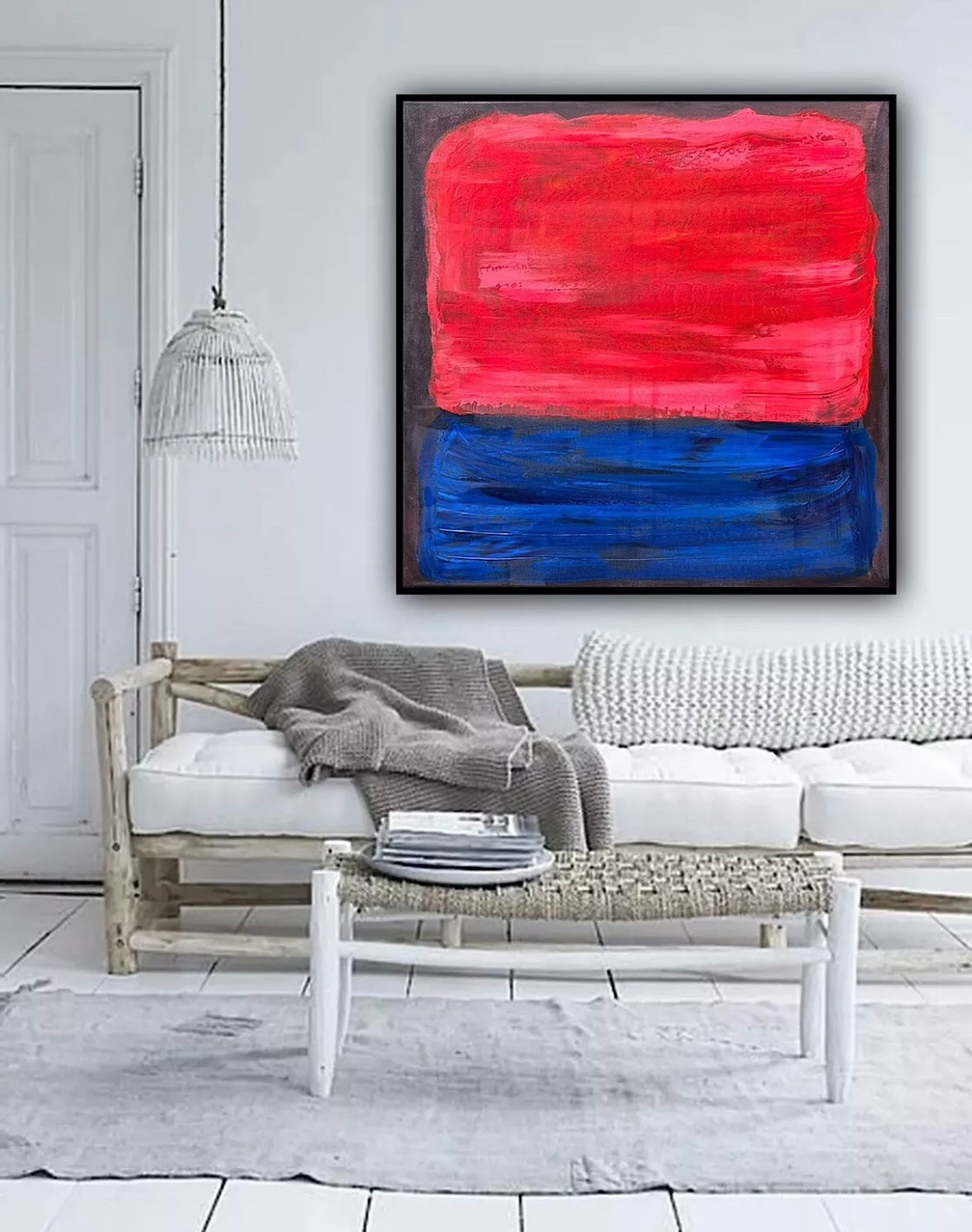 Oka Rothko Design Contemporary Abstract Original Oil Painting On 80x80cm Canvas Indigo