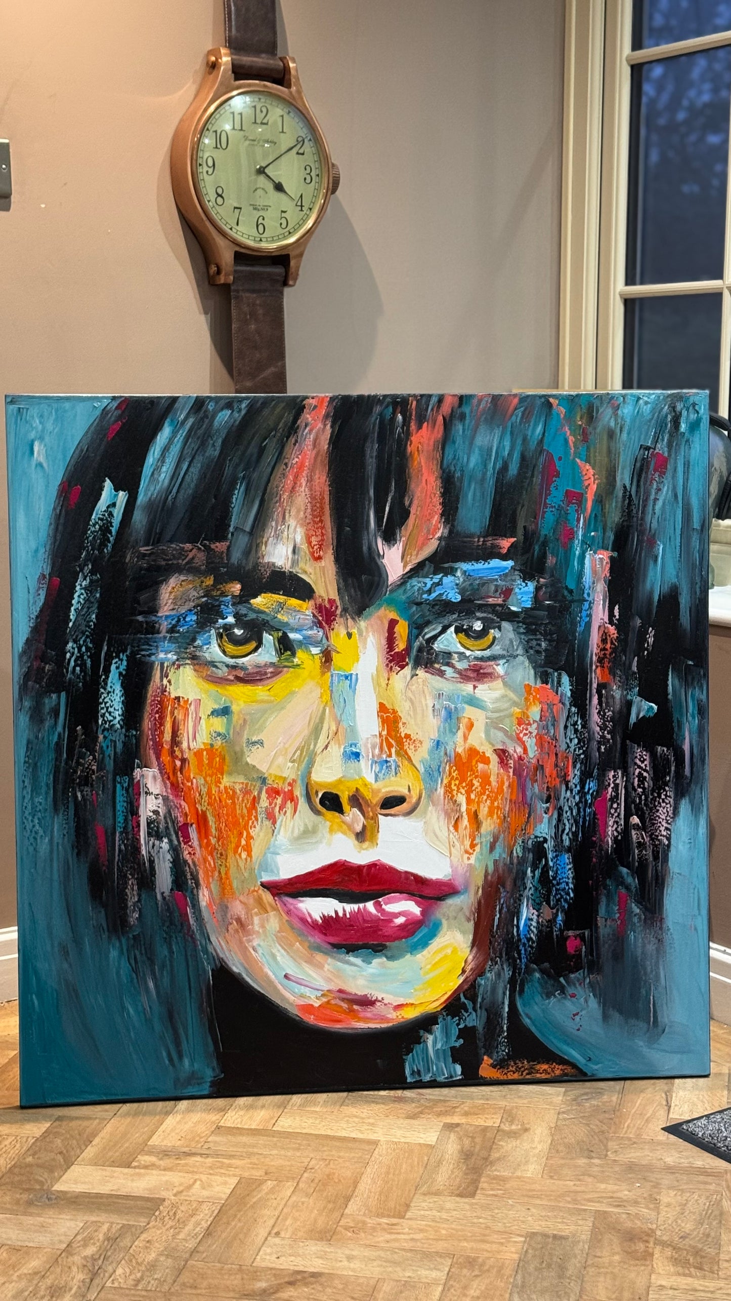 Richter Style Abstract Original Oil Painting On 100 x 100cm canvas Beauty Shades of Tranquility portrait