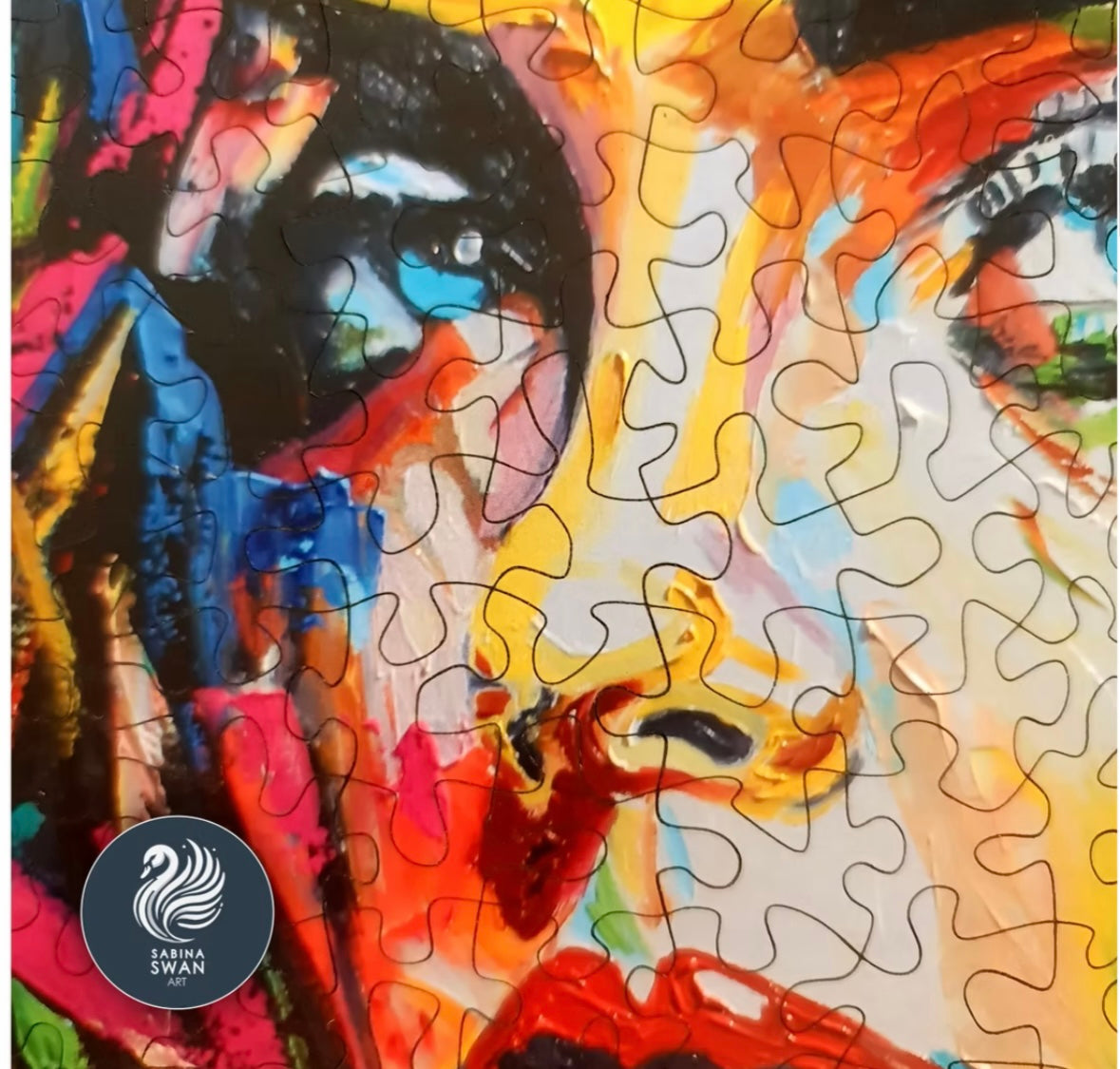 Art Wooden Puzzle for Adults Sabina Swan Art Original Jigsaw Pillow Eyes