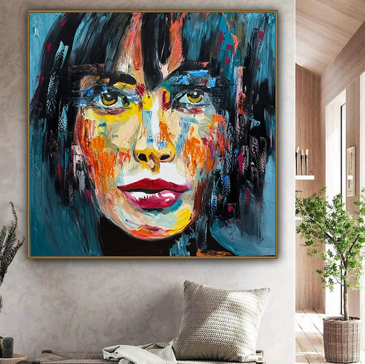 Richter Style Abstract Original Oil Painting On 100 x 100cm canvas Beauty Shades of Tranquility portrait