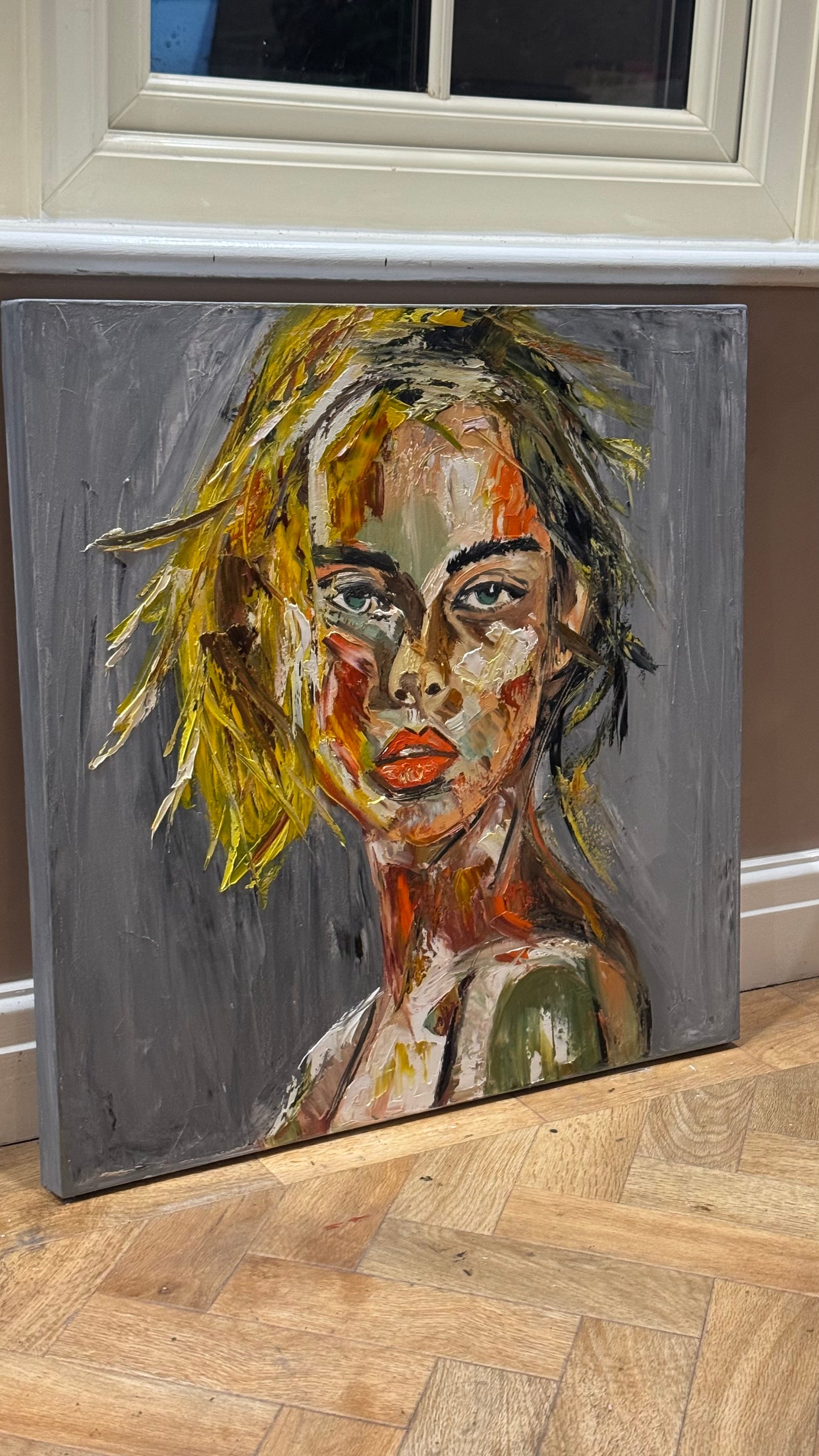 Modern Abstract Original Oil Painting On Canvas Careless Love Portrait 60x60cm