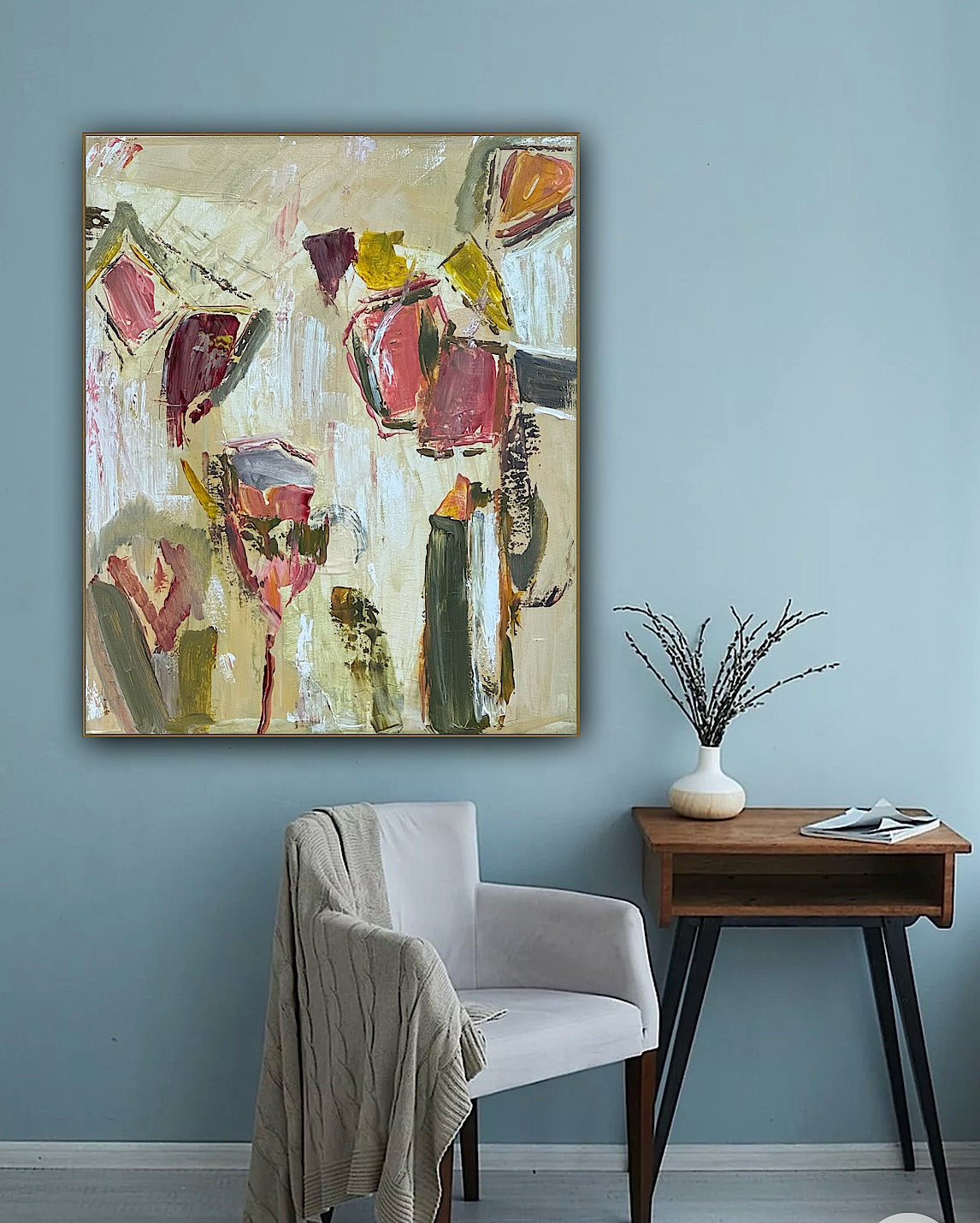 Oka Style Abstract contemporary Oil Painting On Canvas 50 x 60cm Orcia flower