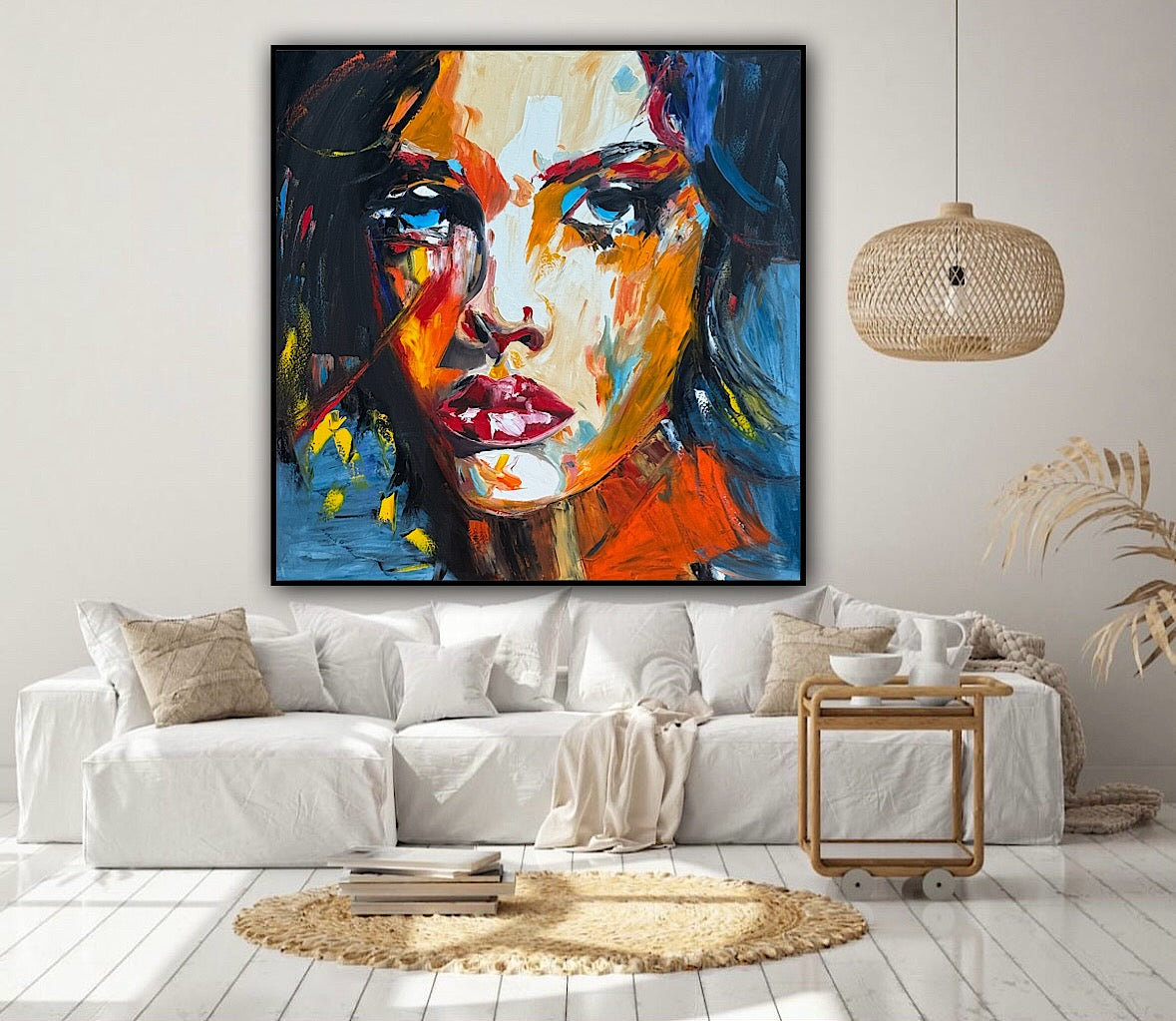Richter Style Abstract Original Oil Painting On 100 x 100cm canvas Serenity in her eyes portrait