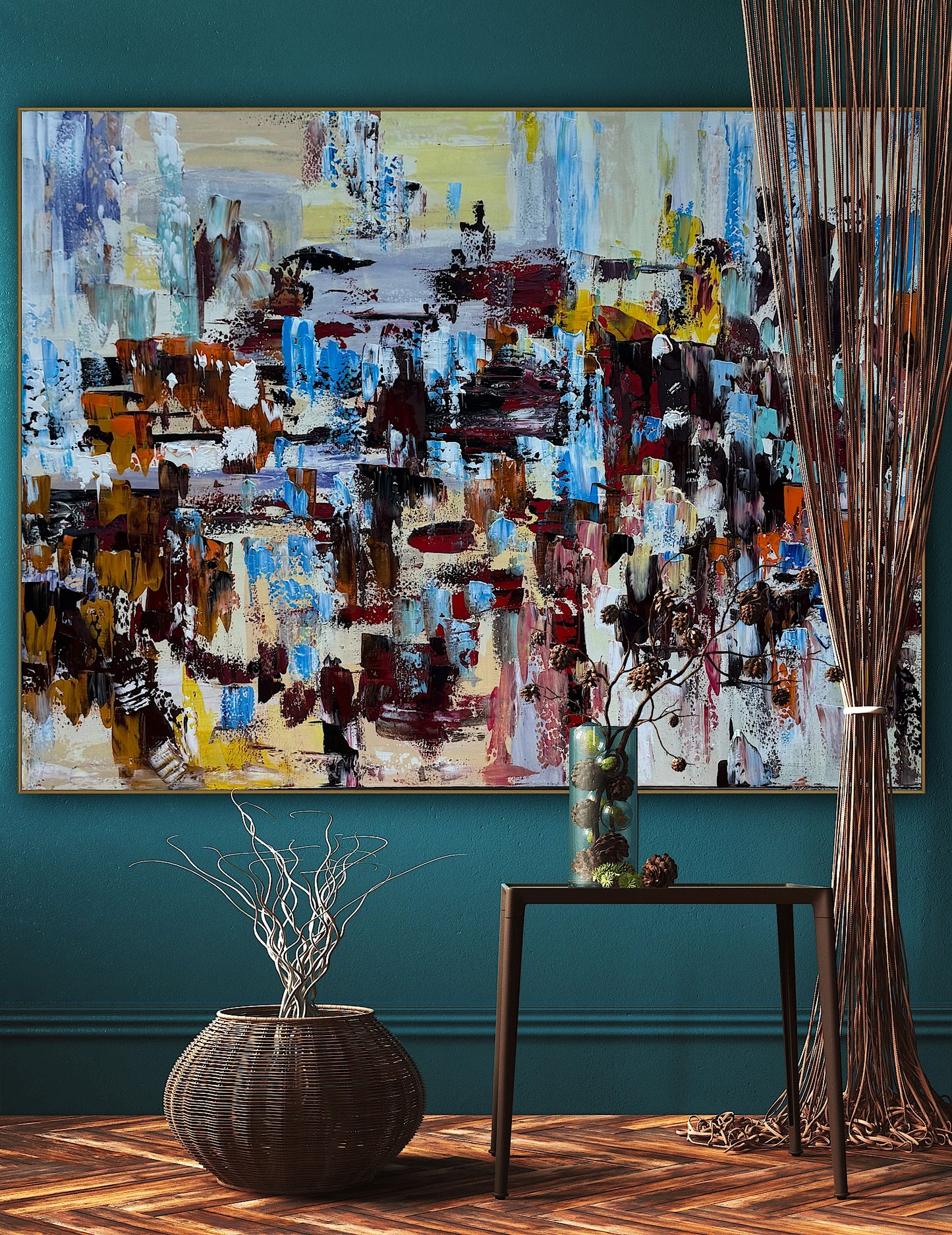 Framed Richter Original modern Abstract Oil Painting in 120x90cmCanvas Cityscape Love