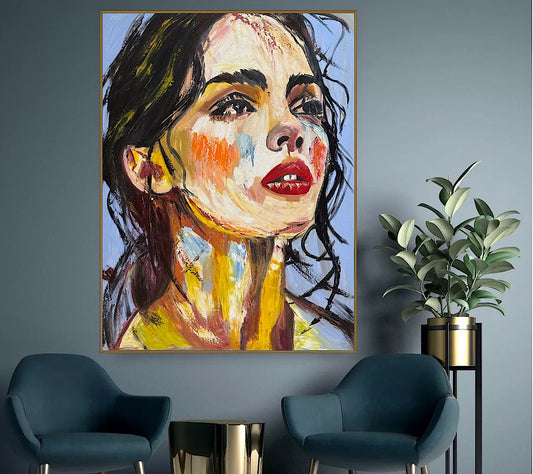 Renoir Style Abstract Original Oil Painting On 80 x 60cm canvas Reflective Muse Woman portrait