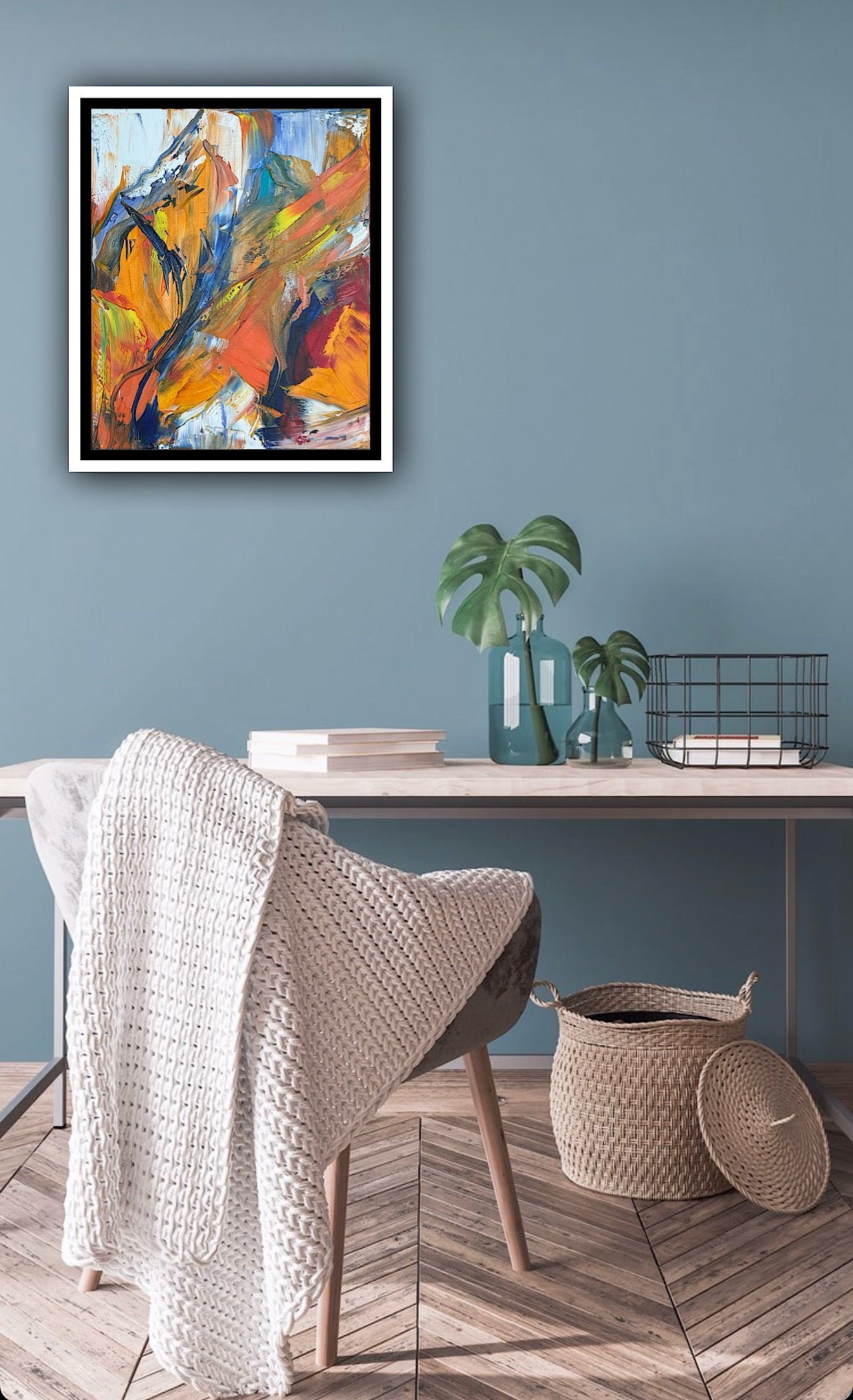 Framed Oka Contemporary Abstract Original Oil Painting serenade of seasons floral
