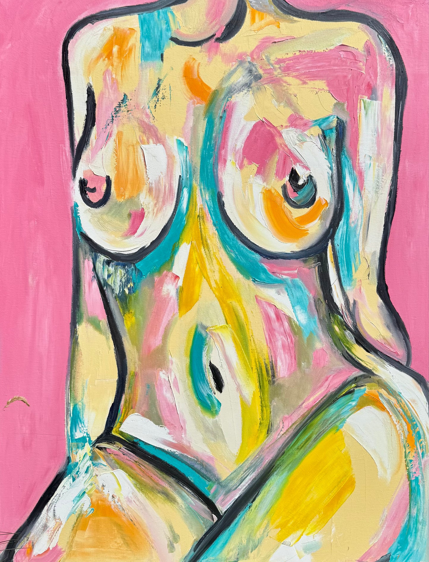Large Abstract Original Oil Painting On 100x80cm canvas Colourful Nude