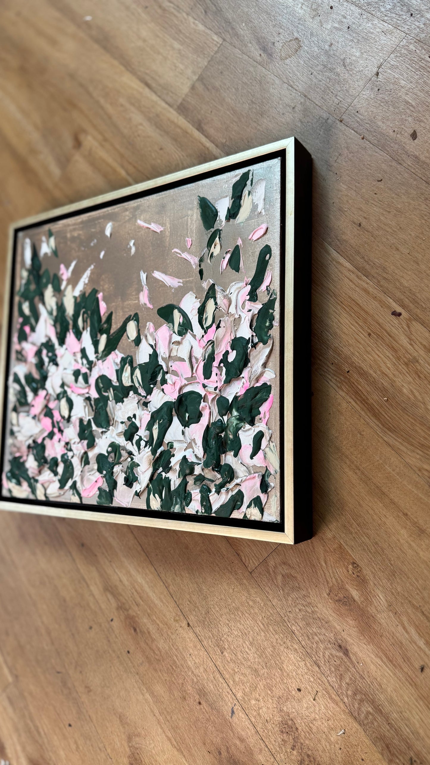 Framed Original Abstract contemporary Oil Painting On Canvas 45x40cm Eden Gardens II Oka