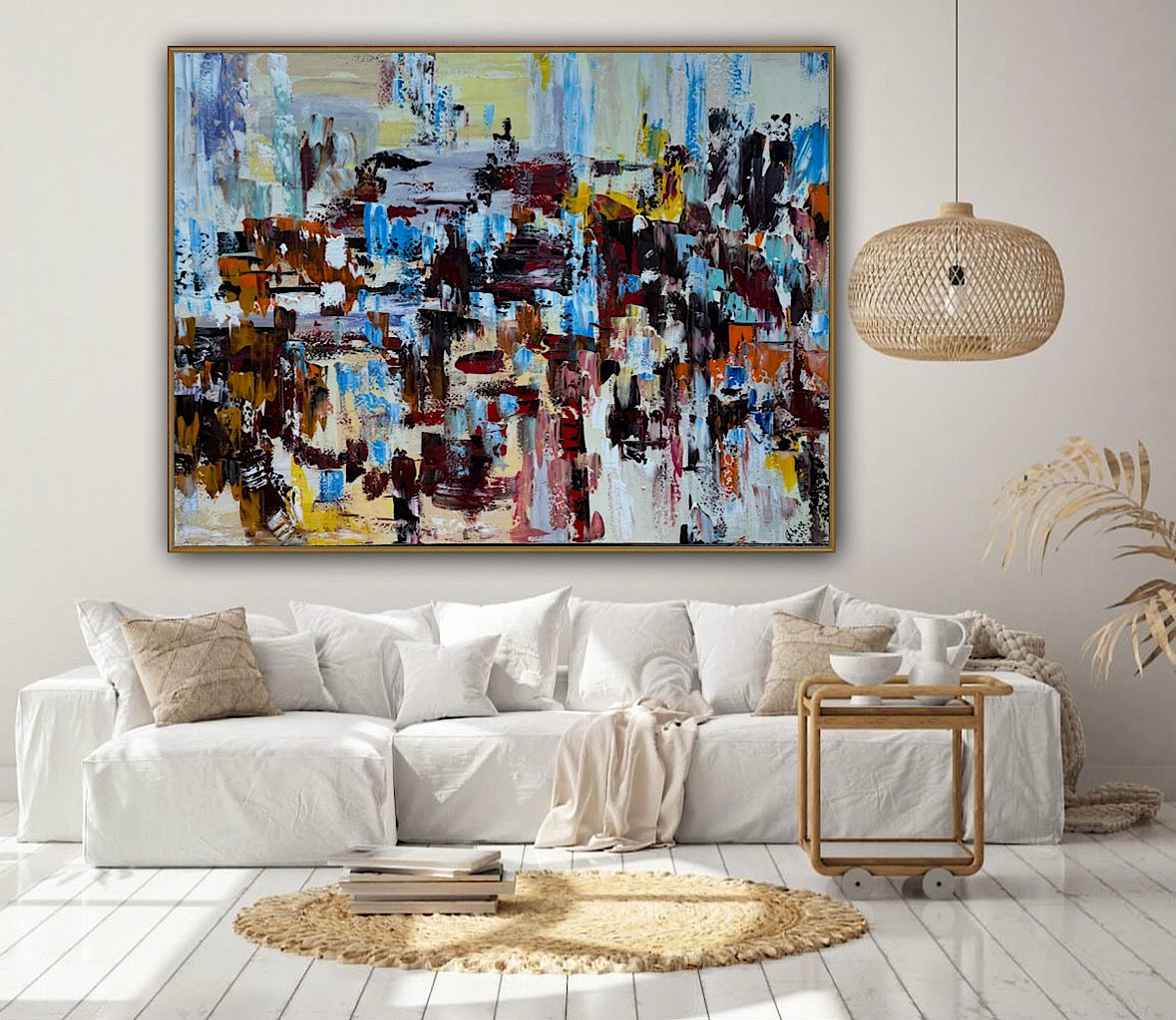 Framed Richter Original modern Abstract Oil Painting in 120x90cmCanvas Cityscape Love