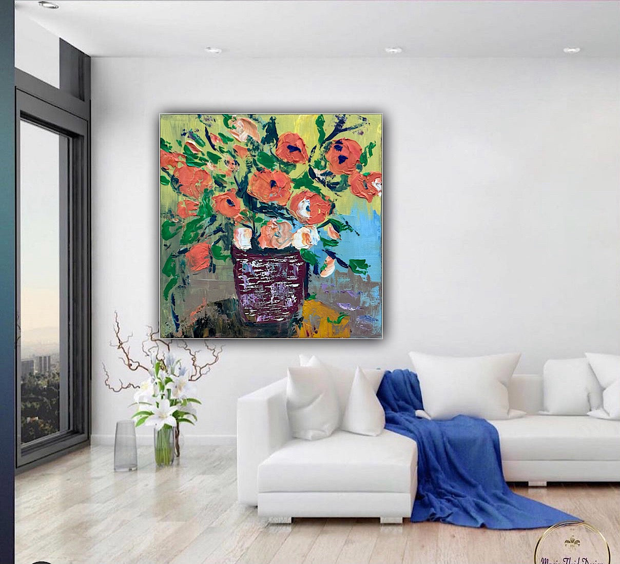 Oka Contemporary Abstract Original Oil Painting 60 x 60cm textured Whispers of Flowers