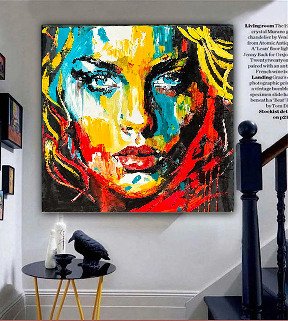 Richter Style Abstract Original Oil Painting On 100 x 100cm canvas Beauty Queen woman portrait