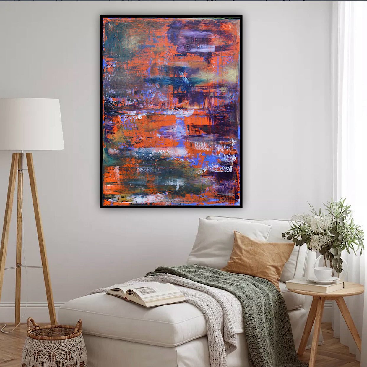 Large Abstract Original Oil Painting On 100x80cm canvas Oka Reflections