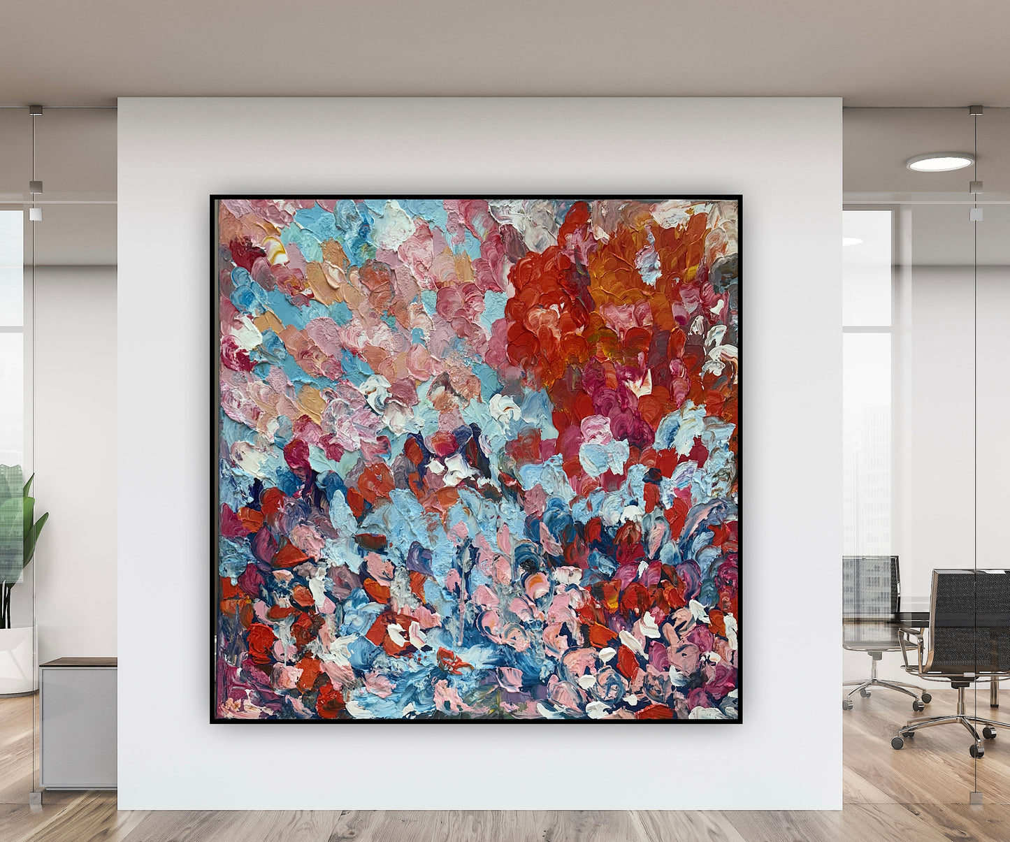 Modern Original textured Abstract Oil Painting On deep edge Canvas 120 x 120cm ‘Convergence ‘