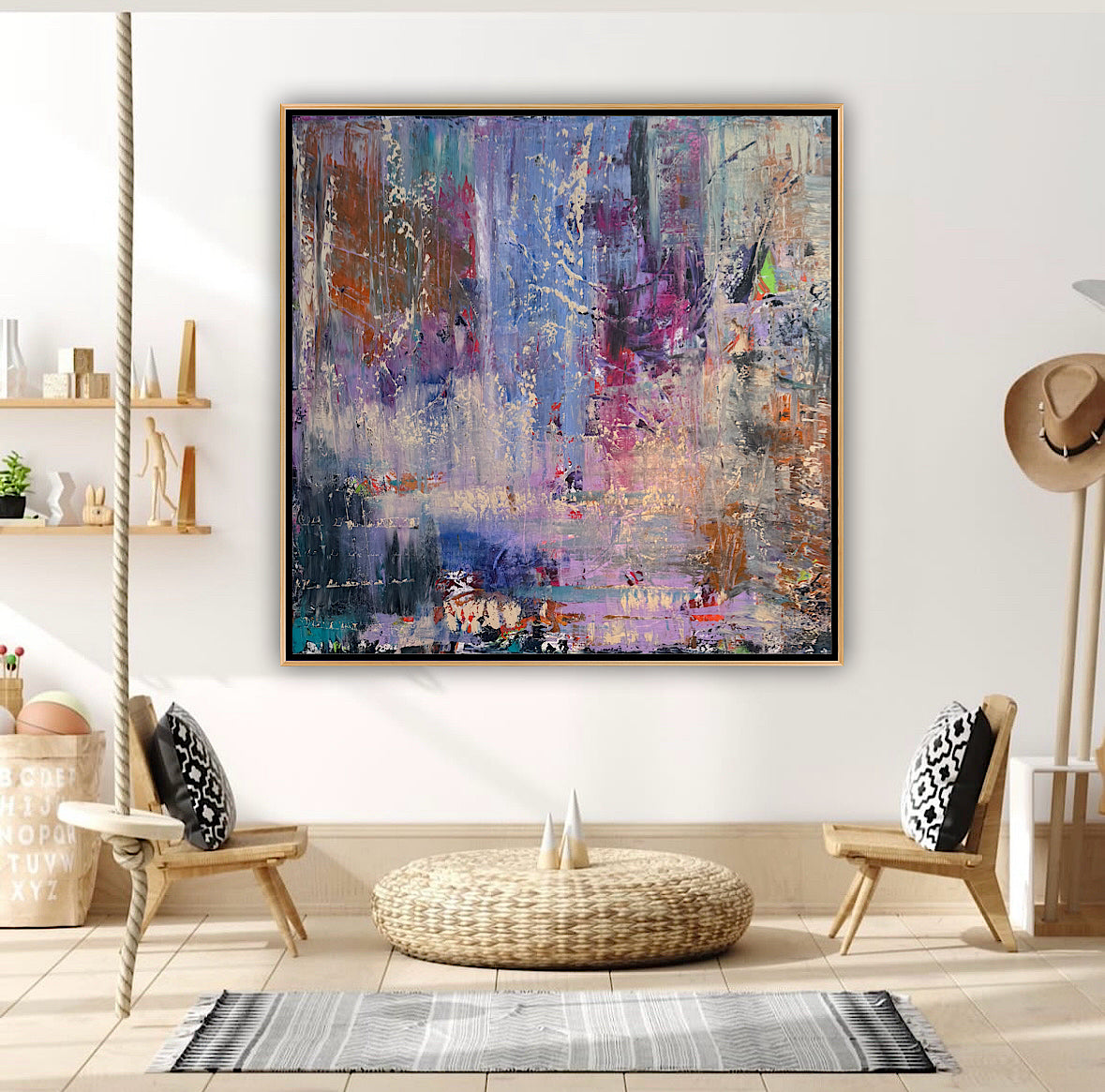 Contemporary Style Abstract Original Oil Painting on 90x90cm Canvas Palimpsest