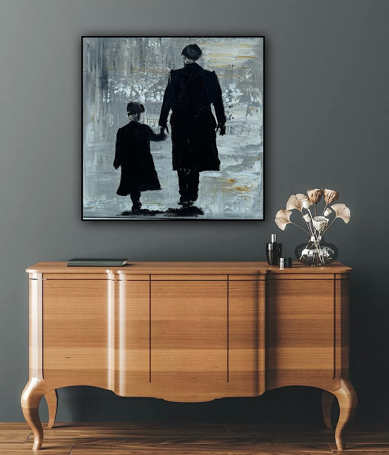 Figurative Modern Abstract contrmporary oil Painting On Canvas 40x40cm Tommy and Charlie Shelby