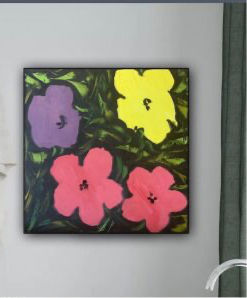 Andy Warhol Style Abstract Oil Painting On Canvas 40cm X 40cm Large Pop Art study