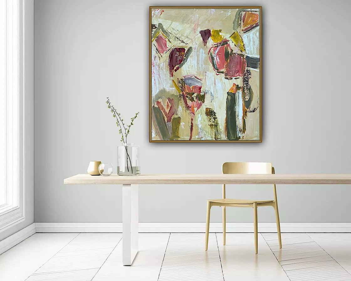 Oka Style Abstract contemporary Oil Painting On Canvas 50 x 60cm Orcia flower