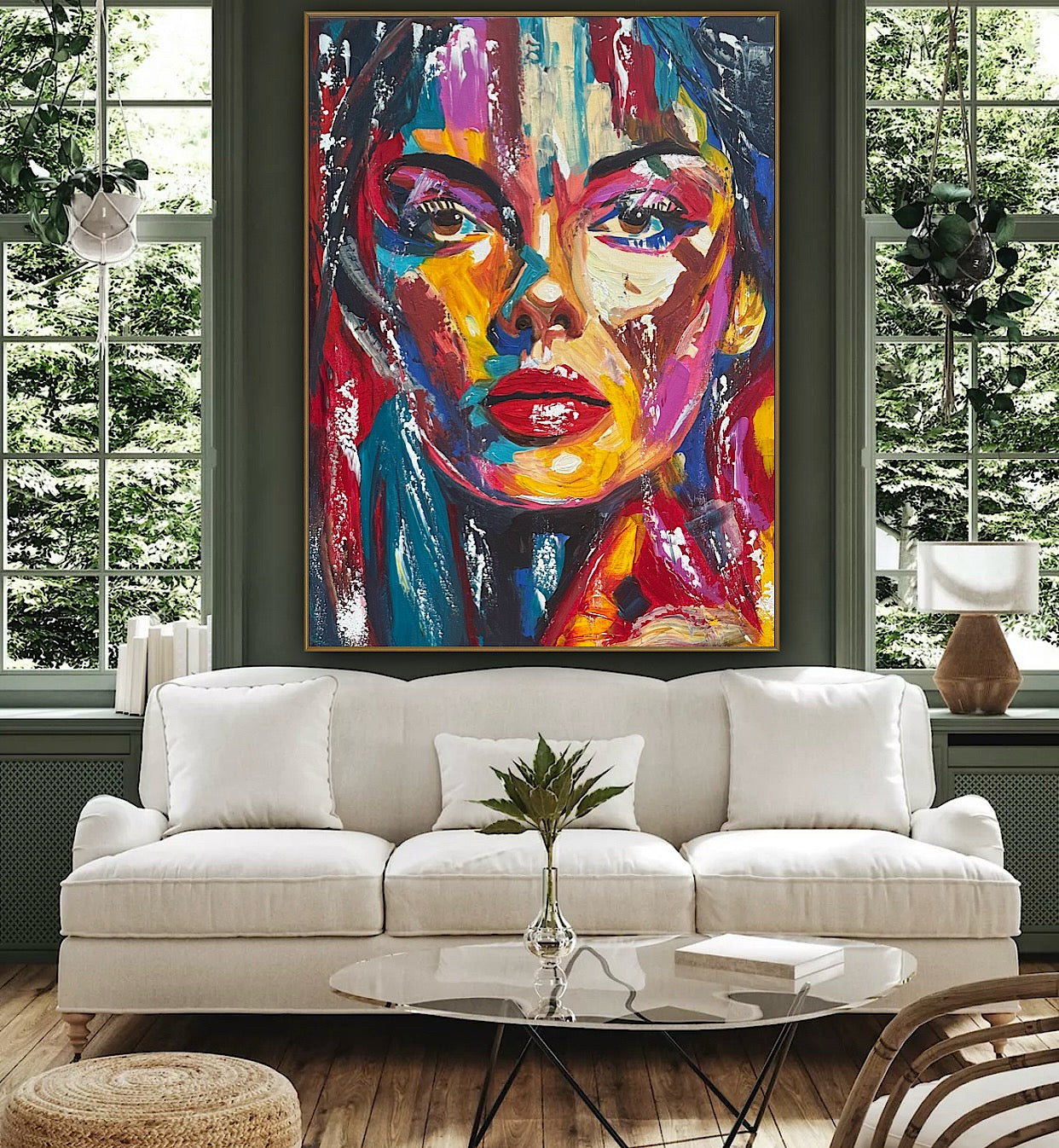 Contemporary Abstract Original Oil Painting On Canvas 80x60cm Poser Within Woman’s portrait